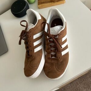 Adidas Brown and White Gazelle Sneakers